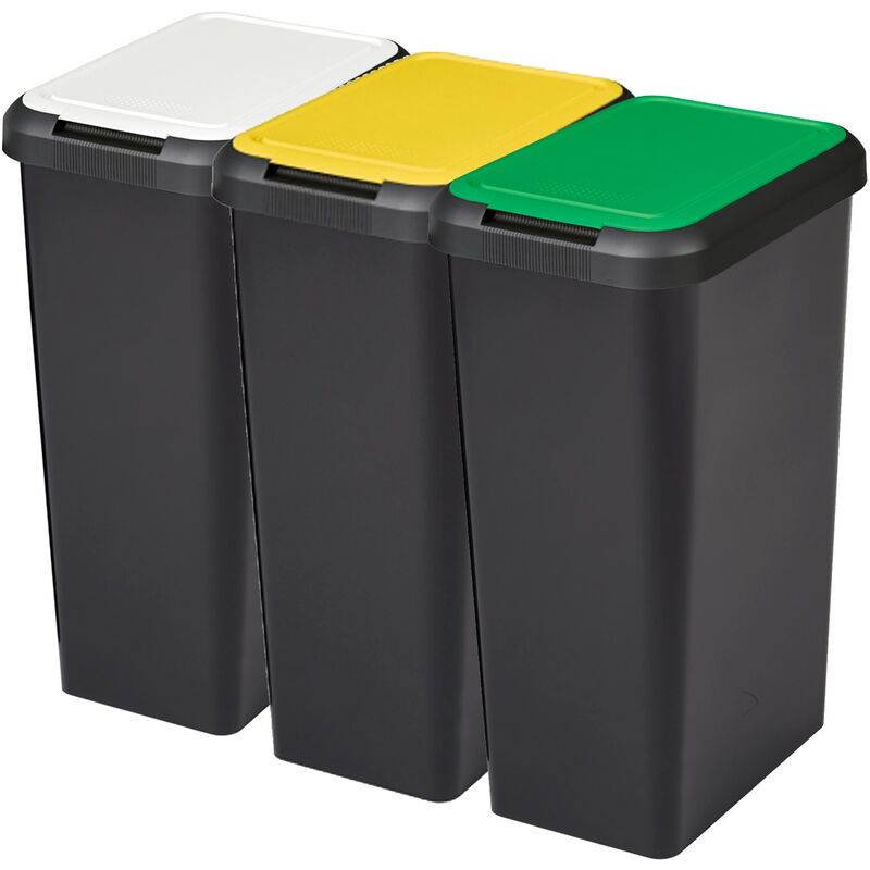 Set 3 Raples Touch & Souett 135 litres Couleur noire avec jaune / vert / blanc