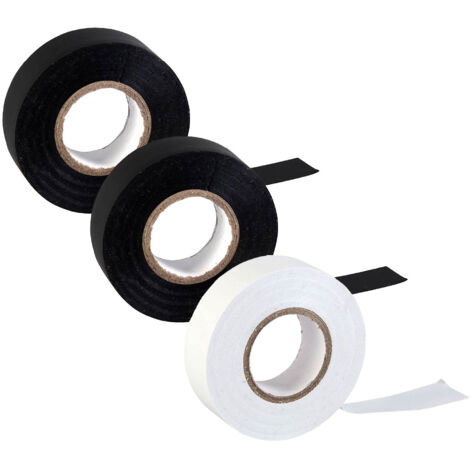 Set 3 rubans isolants, 1 blanc et 2 noirs, 20m Ø7.2x1.9cm