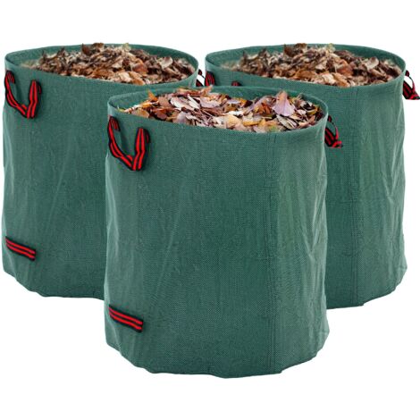 Set 3 Sacchi per Rifiuti da Giardino Ø67x76 cm da 272 L Richiudibili e Riutilizzabili Verde