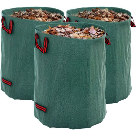 Set 3 Sacchi per Rifiuti da Giardino Ø67x84 cm da 300 L Richiudibili e Riutilizzabili Verde