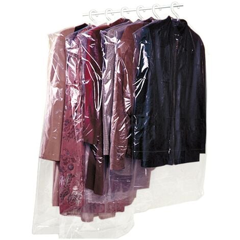 Set 3 sacos guarda ropa transparentes 66x150 cm en polipropileno - TRANSPARENTE