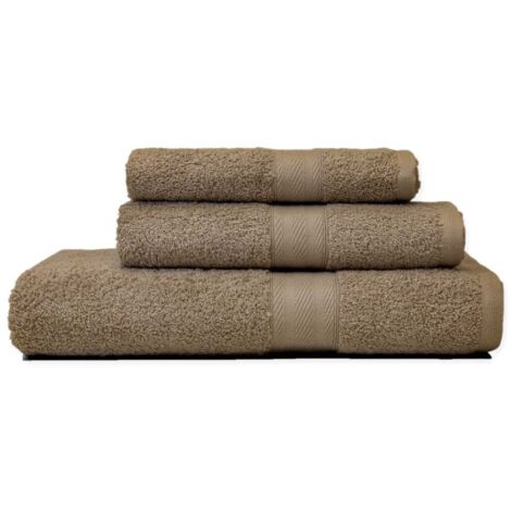 Set 3 Salviette Coordinato Bagno Diverse Misure Color Noce In Spugna Di Cotone  Teddy