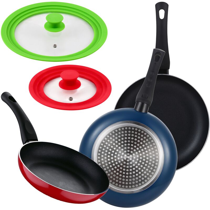 

Bergner - Set 3 sartenes (20+24+28cm) + 2 tapas universales, aluminio prensado, aptas para inducción