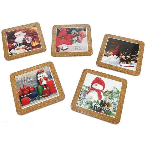 set 3 Sottopentola decorazioni natalizie babbo natale pupazzo neve idea regalo addobbi   casa cucina 15 cm