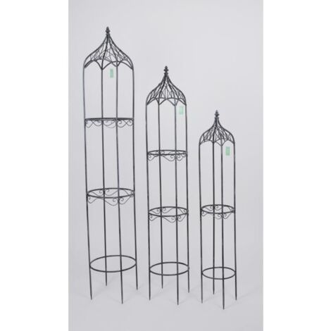 Set 3 Stück Rankhilfen Metall Grau Gitter Rosen Kletterpflanzen Garten Blumen