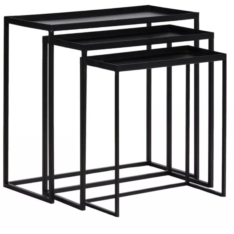 Set 3 tables d'appoint / Consoles gigognes en métal noir - joey 3478