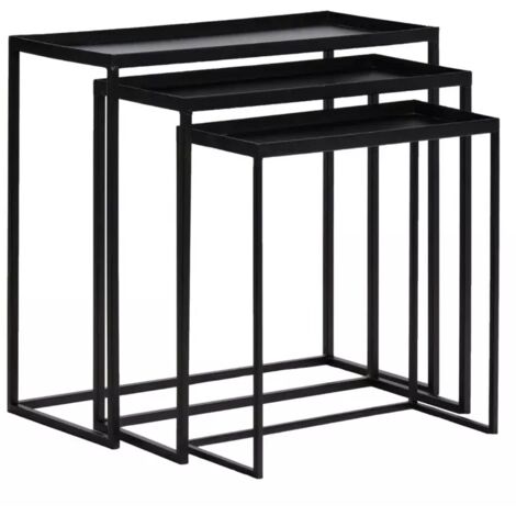 Set 3 tables d'appoint / Consoles gigognes en métal noir - JOEY 3478