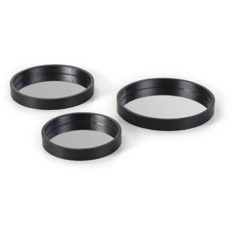 Set / 3 Tablett 40x5 cm / 36x5 cm / 30x5 cm Glas / schwarzes Holzzubehör und Geschenke / Accessoires und Geschenke für alle Stile, um dem Zuhause eine Note zu verleihen