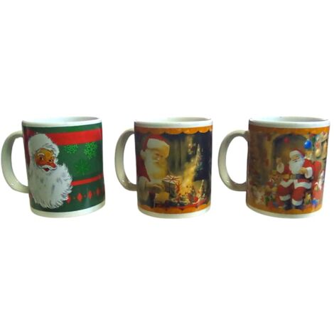Set 3 Tazze colazione Tazzone da latte babbo natale rosso barba bianca merry christmas decorazioni  ottima idea regalo
