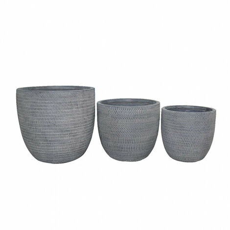 Set 3 Vasi Calla 1 in Fibra di argilla Grigio