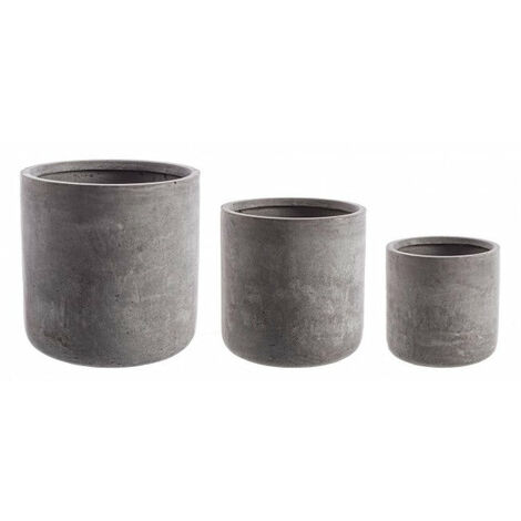 Set 3 Vasi Cemento Cilindro Grigio
