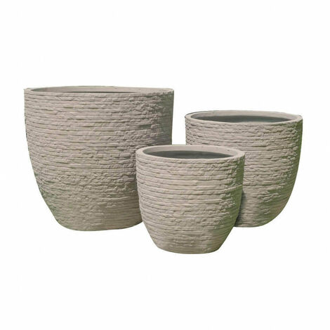 Set 3 vasi da giardino in fibra di argilla Marisa -  Beige