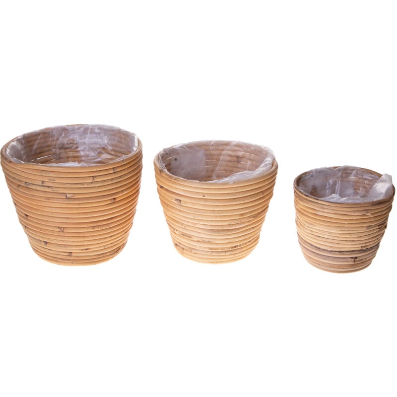 Giordanoshop - Set 3 Vasi in Rattan Diamentro 22