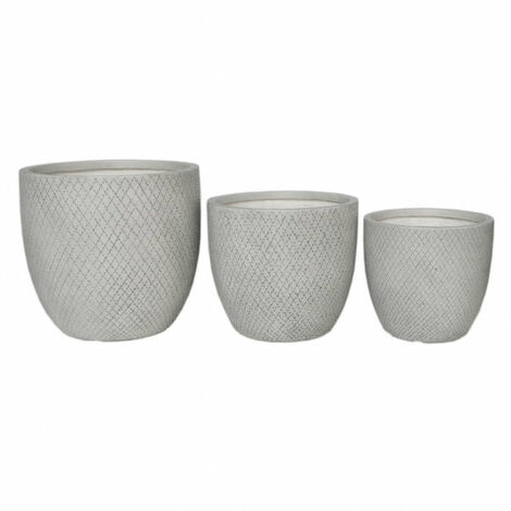 Set 3 Vasi Mimosa in Fibra di argilla Grigio