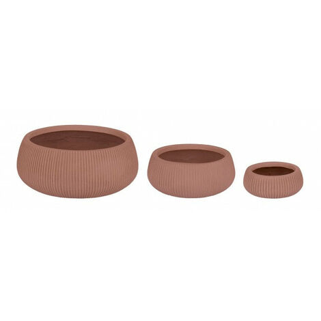Set 3 Vasi Ribbed Bomb Terracotta Basso
