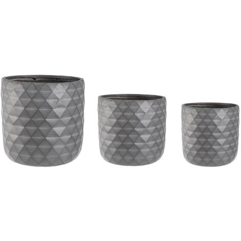 Set 3 vasi tondi "Pyramid To" da esterno per piante e fiori in fibra di vetro -Salvia
