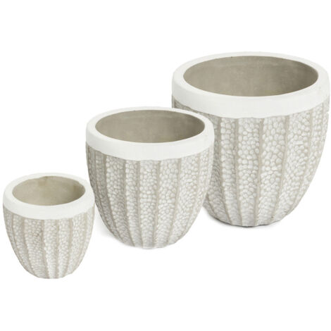 Set 3 Vaso Decorativo Moderno Per Fiori In Cemento Design Modello Grain