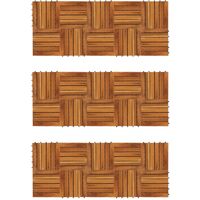 Set 30 baldosas de acacia con modelo vertical, 30 x 30 cm