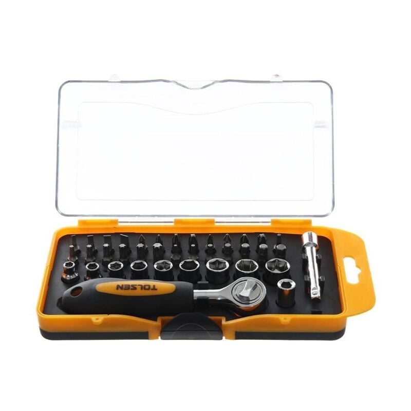 Tolsen - set 30PCS cliquet 1/4' avec douilles et inserts mixtes