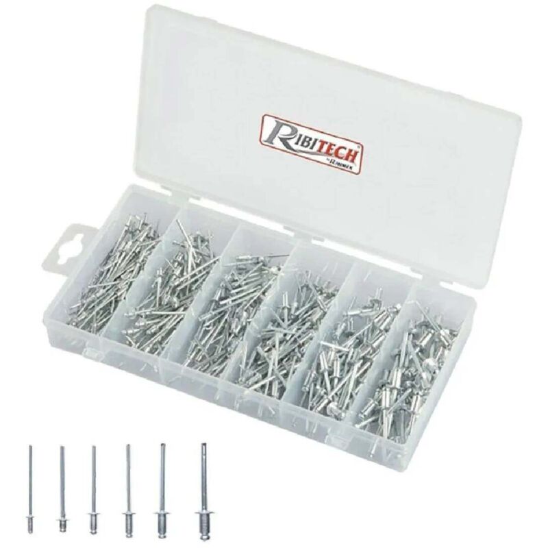 Ribimex Assortimento Rivetti Con Testa In Alluminio E Chiodi D'Acci...