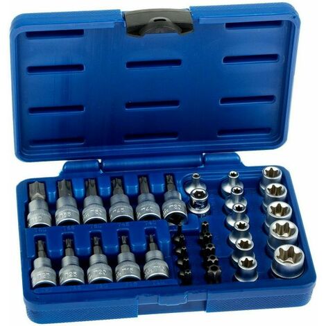 SET chiavi a bussola torx attacco 1/4 3/8 1/2 femmina da 4-24 mm 14 PZ