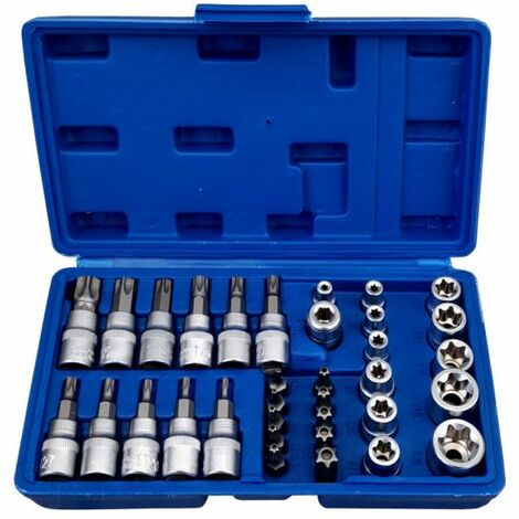 SET 34PZ CHIAVI A BUSSOLA CASSETTA IMPRONTA TORX INTERNA ESTERNA PUNTA CACCIAVIT
