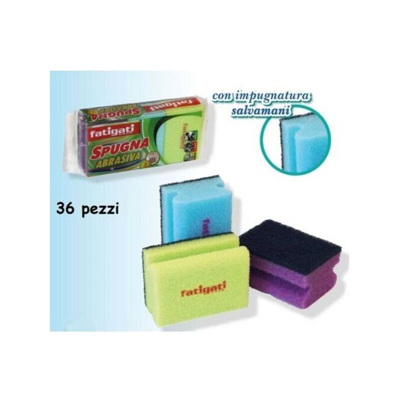 Image of Trade Shop Traesio - Trade Shop - Set 36 Pezzi Spugna Lavaggio Piatti Pentole 2 In 1 Colorate Cucina Abrasive