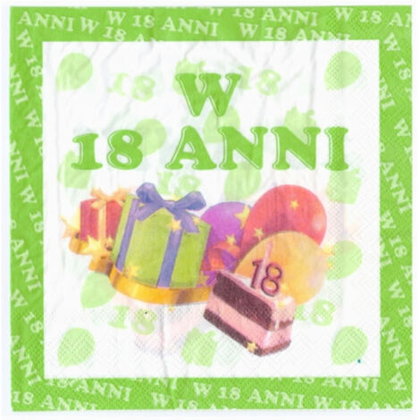 Set 36 Pièces Serviettes En Papier 18e Anniversaire Vert Blanc 33x33cm Jetable