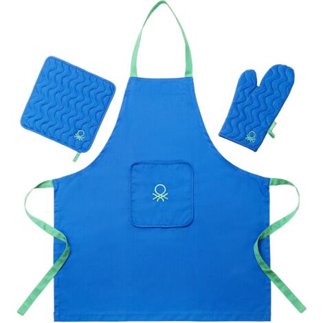 SET 3PC DELANTAL ( DELANTAL + MANOPLA + AGARRADOR) 75X85CM 100% ALGODÓN 190GSM AZUL RAINBOW