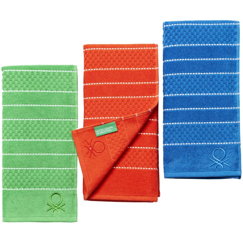 

Set 3Pcs Paños Cocina 50X70Cm 420Gsm 100%Algodon (Verde+Azul+Rojo) Casa Benetton