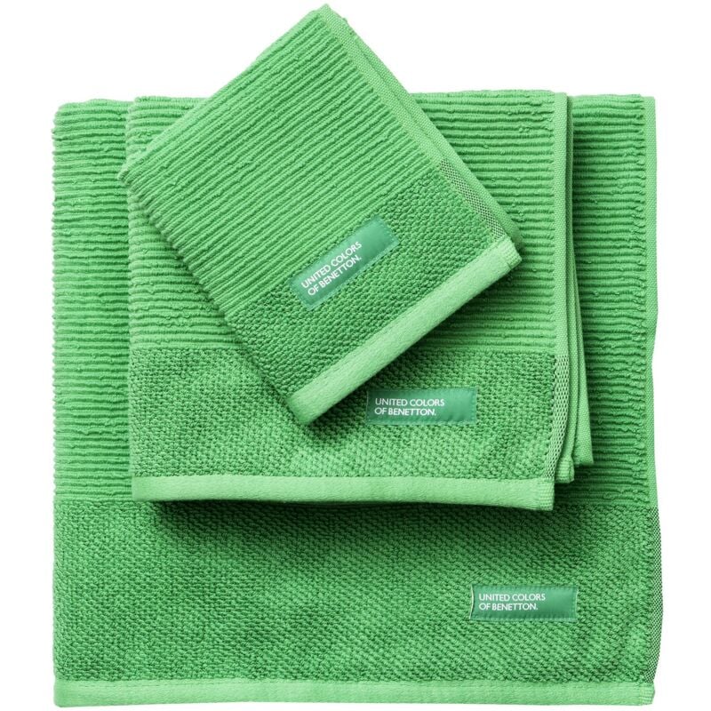 Set 3PCS serviettes de bain (30X50+50X90+70X140CM) 450 gsm 100% coton vert maison Benetton Vert