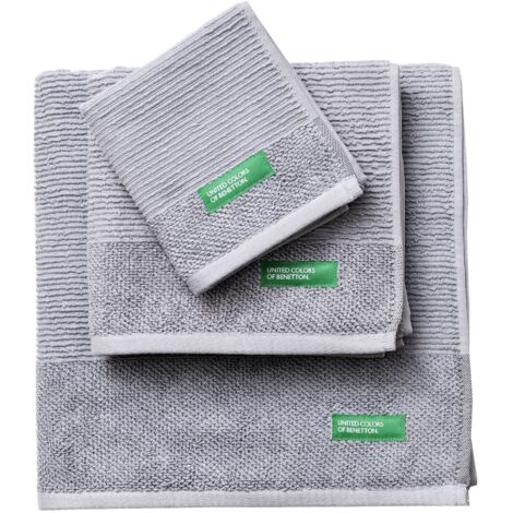 SET 3PCS TOALLAS DE BAÑO (30X50+50X90+70X140CM) 450 GSM 100%ALGODON GRIS CASA BENETTON