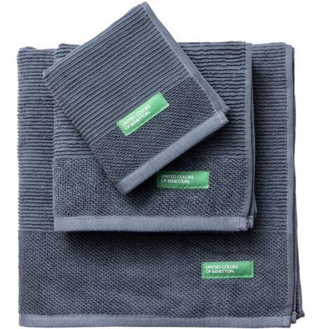 SET 3PCS TOALLAS DE BAÑO (30X50+50X90+70X140CM) 450 GSM 100%ALGODON GRIS OSCURO CASA BENETTON
