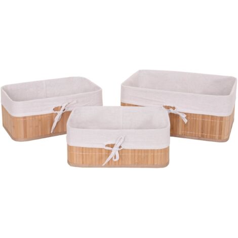 Set 3x ceste portaoggetti HHG-220 bambù versione S, M e L naturale