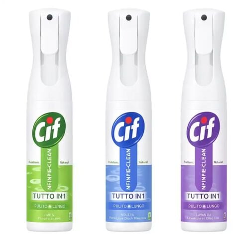 REPLOOD Set 3x Cif Infinite Clean Spray Multiuso 280ml – Lime, Loto, Lavanda