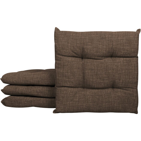 Set 4/6 Cuscini Sedia Con Lacci Cuscino 4 Punti Imbottiti Spessore 6 Cm Marrone - 4 Pezzi