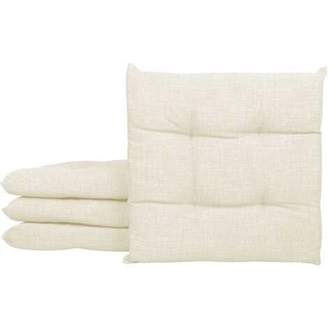 Set 4/6 Cuscini Sedia Con Lacci Cuscino 4 Punti Imbottiti Spessore 6 Cm Panna - 4 Pezzi