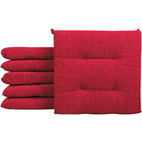 Set 4/6 Cuscini Sedia Cucina  Effetto Lino Lacci Cuscino 4 Punti Comodi Prodotto Italiano Bordeaux - 6 Pezzi