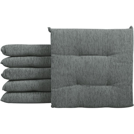Set 4/6 Cuscini Sedia Cucina  Effetto Lino Lacci Cuscino 4 Punti Comodi Prodotto Italiano Grigio - 6 Pezzi