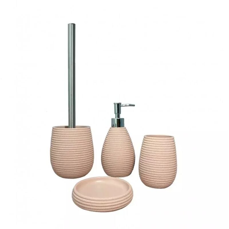 Set 4 accessoires salle de bain rose - sara