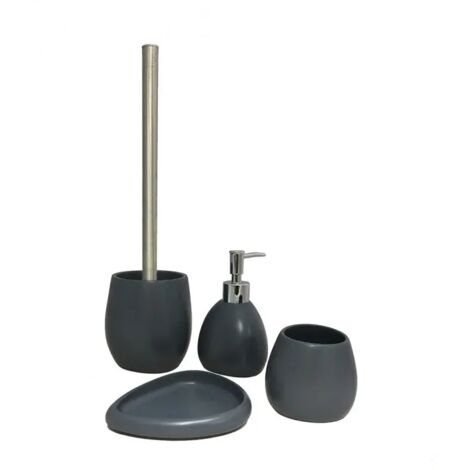 Set 4 accessoires gris anthracite salle de bain - Lara