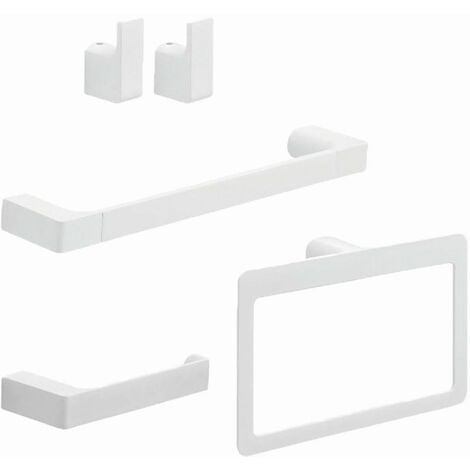 Set 4 Accessori Bagno A Muro Bianco Opaco   Giacinto