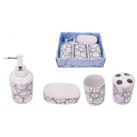 Portasapone E Scopino per WC Con Dispenser Per Sapone Porta spazzolino Set Di 6 Accessori Da Bagno Bicchiere per Acqua da risciacquo Verde Set Professionale Di Accessori Per Il Bagno