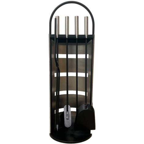 set 4 accessori per stufe e caminetti colore grigio e nero 66 cm