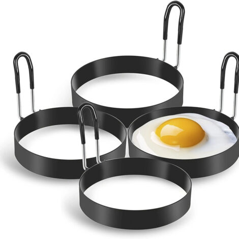 Set 4 anneaux cuisson œufs acier carbone noir