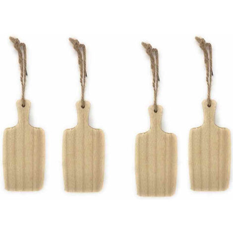Set 4 appendini da Parete a Forma di Tagliere Mini Pallet appendino Arredamento Rustico Shabby Chic 20x9,5 cm 3652