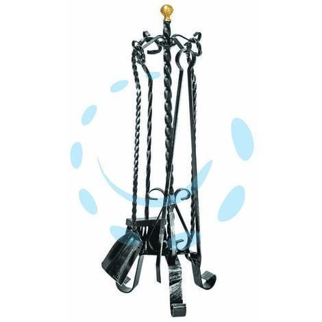 SET 4 ATTREZZI TORCIGLIONE CON TREPPIEDI PER CAMINO