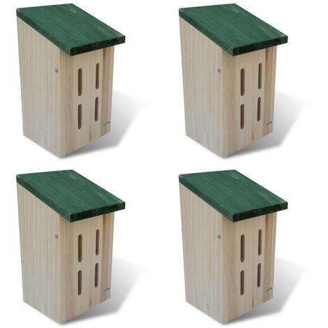 Set 4 cajas nido-refugio para mariposas, 14 x 15 x 22 cm - Marrón