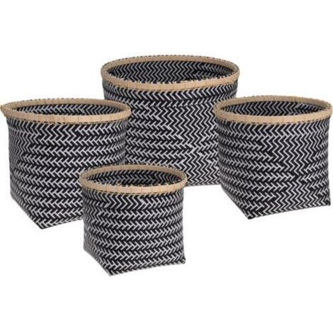 Set 4 cestas  bambu negro/blanco HZ1002910