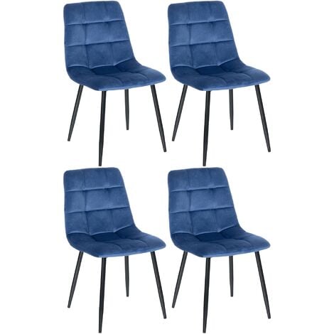 Set 4 chaises de salle à manger Tilde bleu, velours